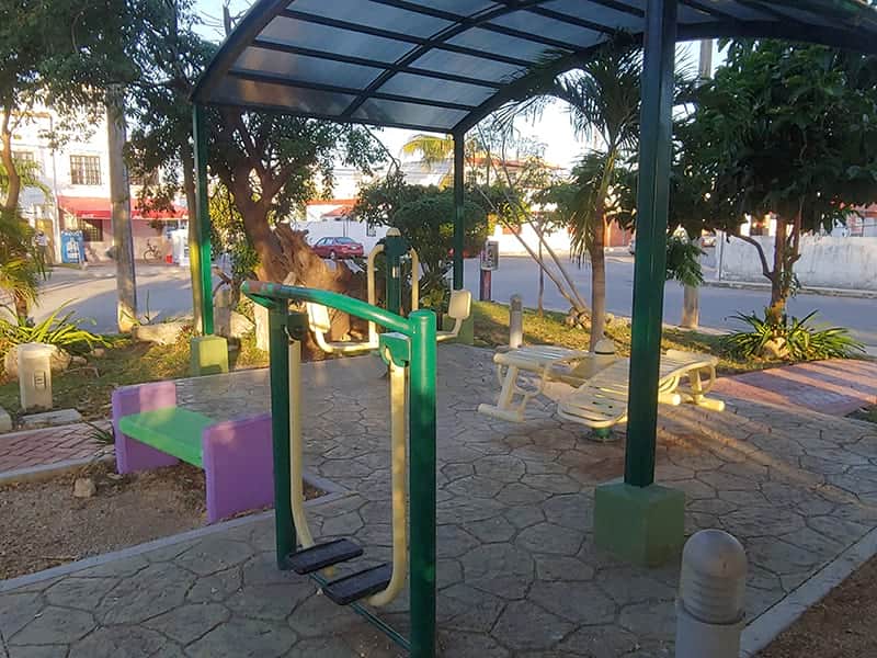 Exercise equipment in neighborhood park