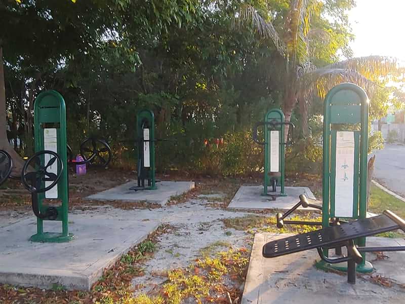 Exercise equipment in neighborhood park